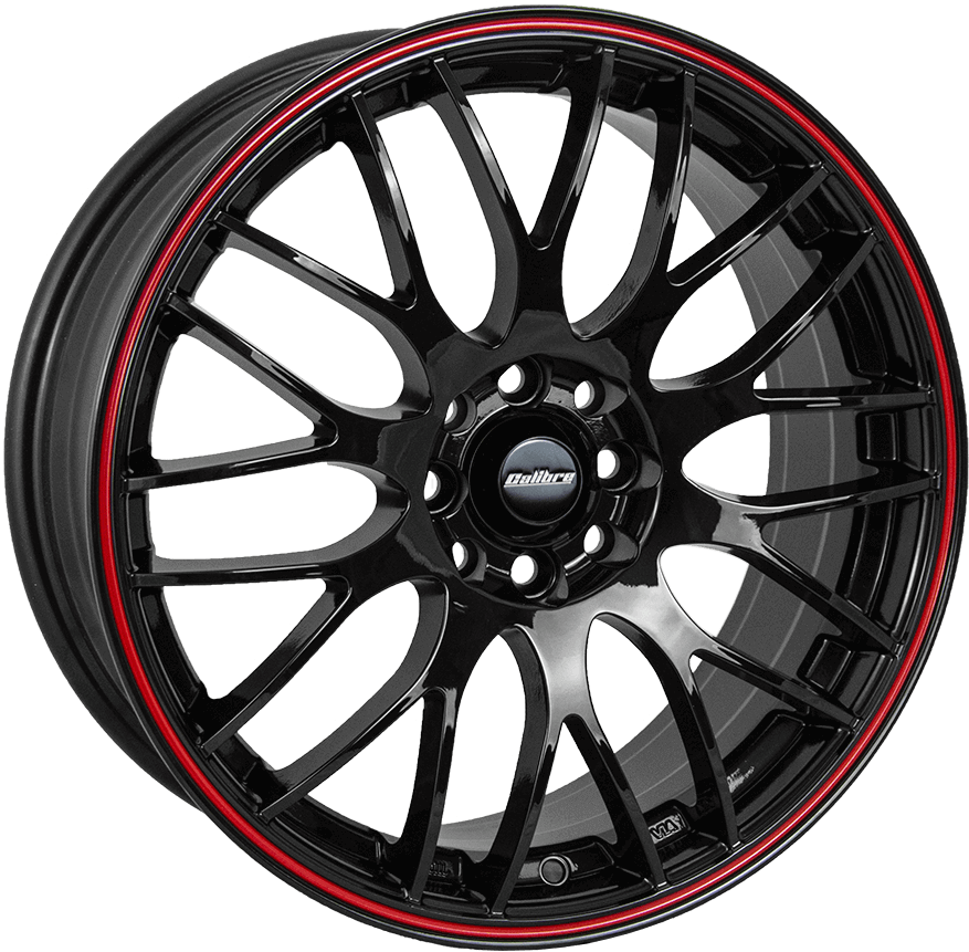 Calibre Motion 15" 4x108 Black Red Pinstripe Wheel