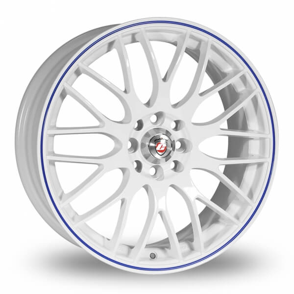 Calibre Motion 17" 4x108 White Blue Pinstripe Wheel